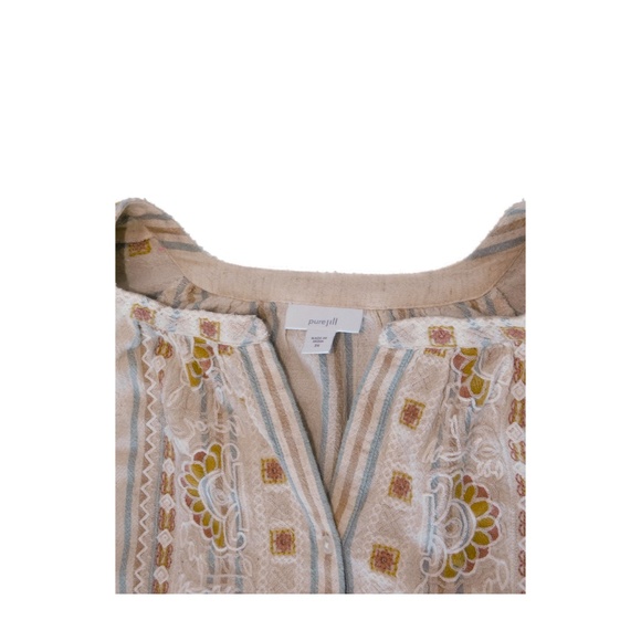 J. Jill Pure Jill Striped Embroidered Tunic - Neutral Colors - Size 2X - Picture 3 of 8